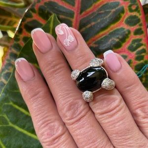 Black Onyx CZ Sterling Silver Ring
